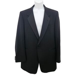 After Six Black Tuxedo Jacket Mens 44R Satin Lapel USA Made Classic Formal
